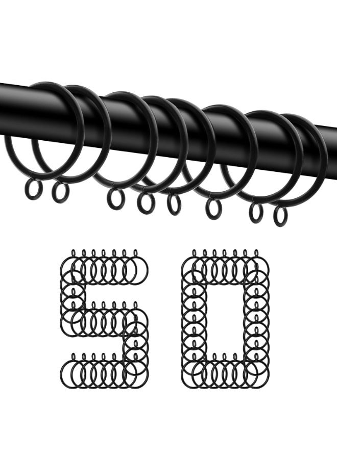 jaexest 50 Pack Metal Curtain Rings - 38mm Black Pole Rings for 35mm Curtain Poles, Drapery Sliding Eyelet Hanging Rings, Shower Rods - Image 1