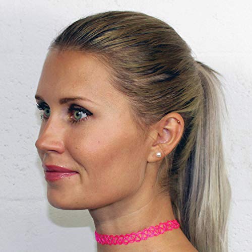 BodyJ4You 12PC Tattoo Choker Necklace - 90s Accessories 2000s Jewelry Y2K Fashion Vintage Trendy - Gothic Black Henna Pink White - Adjustable Stretchy Elastic Necklace Summer Vacation Gift Set - Image 4