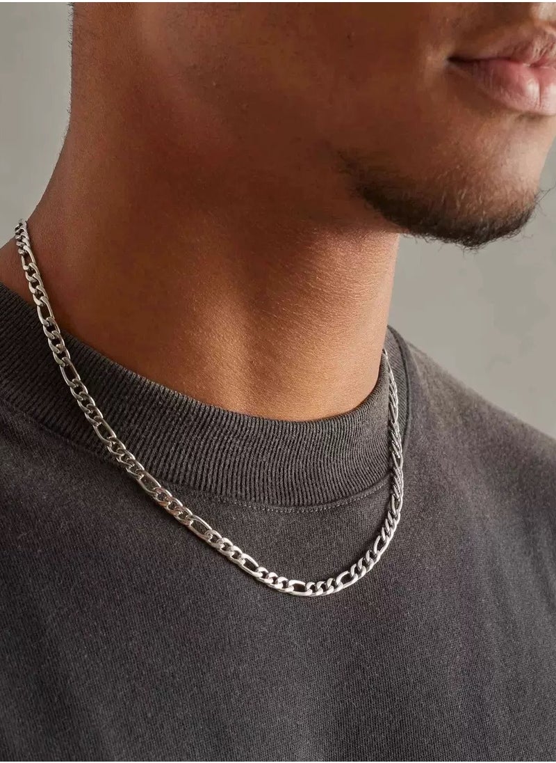 TOVELE5 60cm Silver Cuban Link Chain Necklace, Unisex Classic Fashion Versatile Jewelry  - Image 3