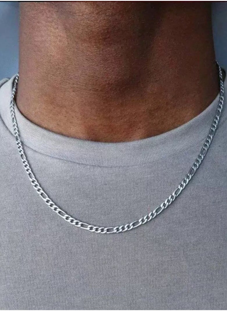 TOVELE5 60cm Silver Cuban Link Chain Necklace, Unisex Classic Fashion Versatile Jewelry  - Image 2