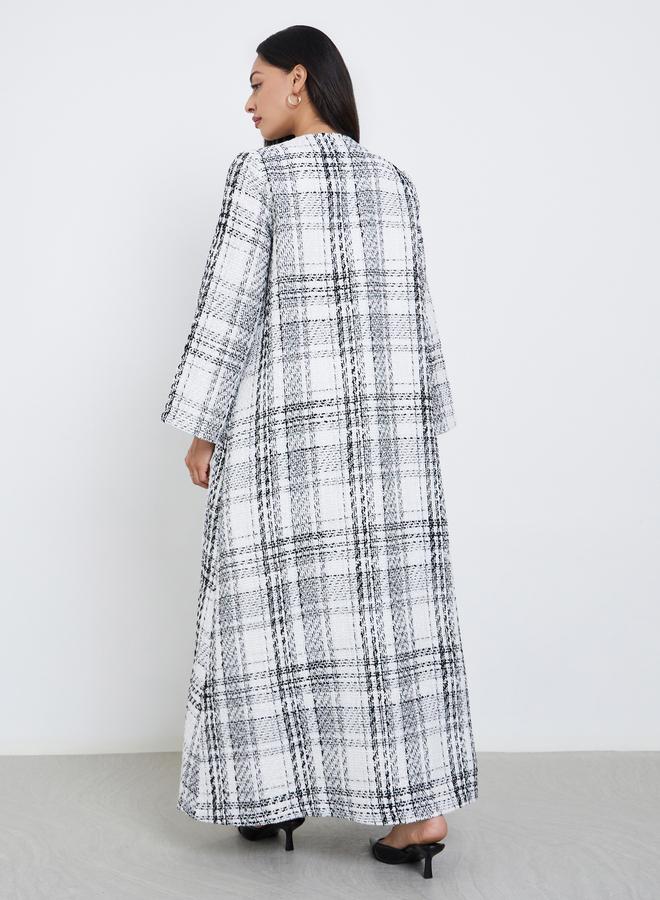 Amirah Tweed Look Checked Winter Abaya - Image 5