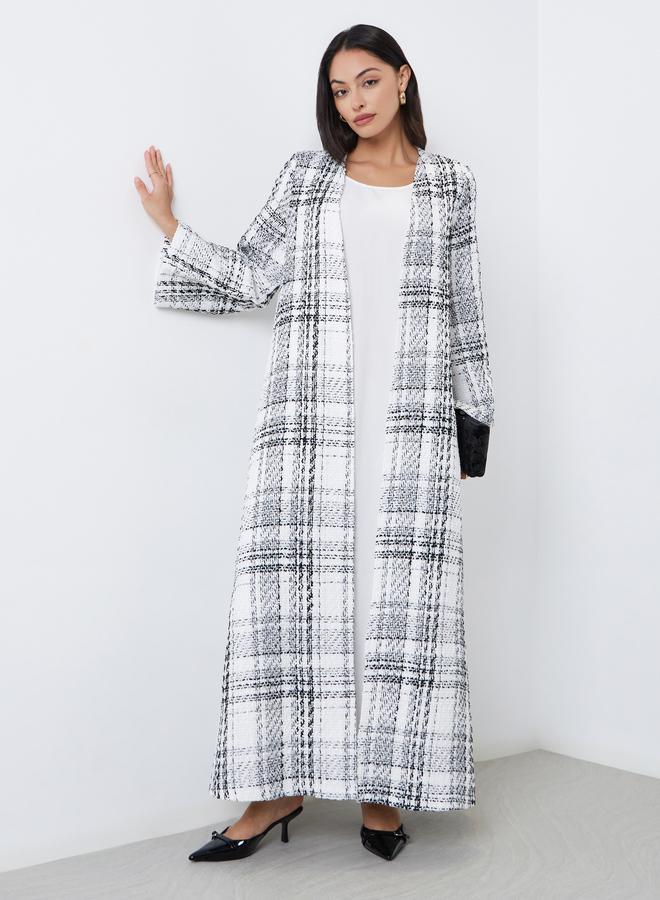 Amirah Tweed Look Checked Winter Abaya - Image 1