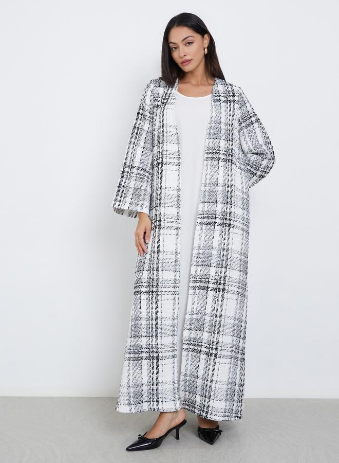 Amirah Tweed Look Checked Winter Abaya - Image 2