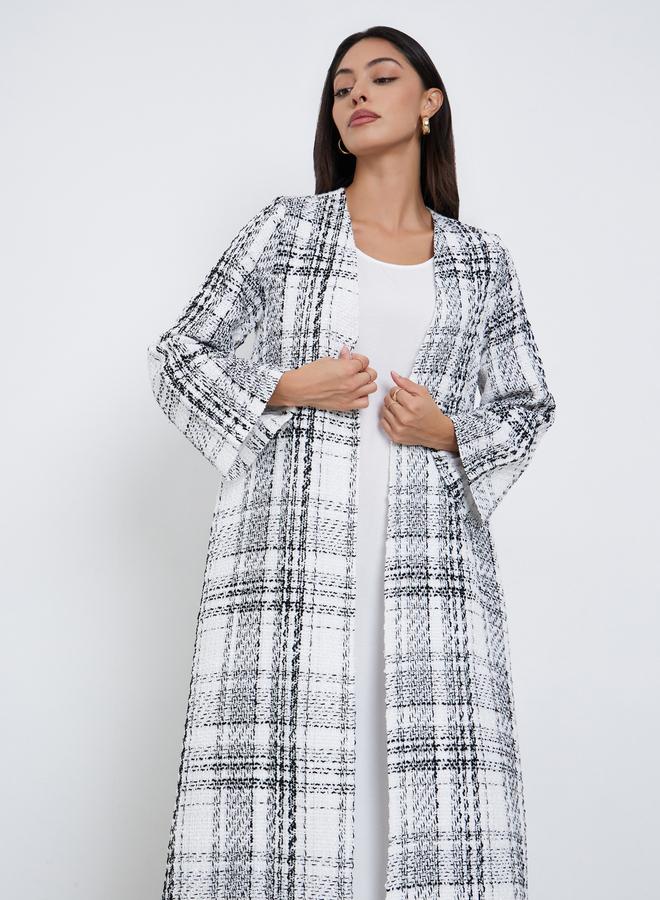 Amirah Tweed Look Checked Winter Abaya - Image 3