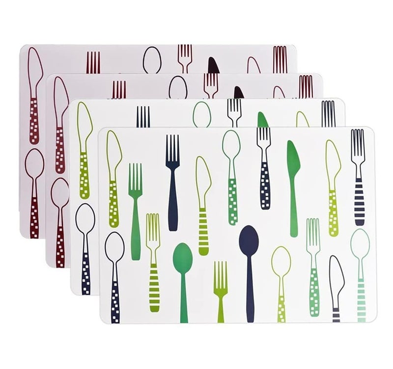 THEA PVC PlaceMat NonSlip Heat Resistant and Washable Hot Insulation Pad Modern Waterproof Placemats for Decorations Dining Table Kitchen Restaurant Hotel Multi Spoon 4 - Image 1
