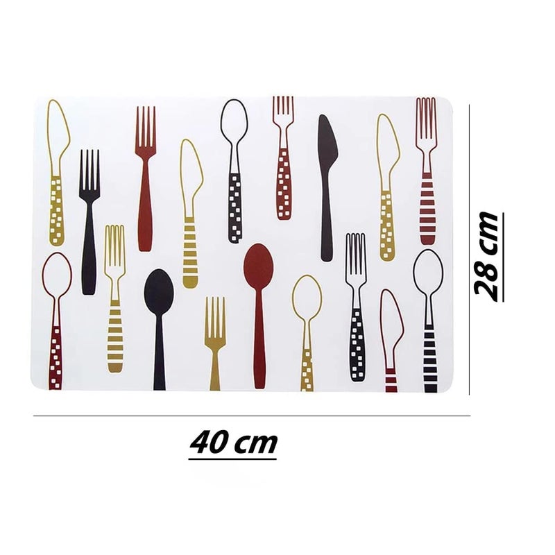THEA PVC PlaceMat NonSlip Heat Resistant and Washable Hot Insulation Pad Modern Waterproof Placemats for Decorations Dining Table Kitchen Restaurant Hotel Multi Spoon 4 - Image 2