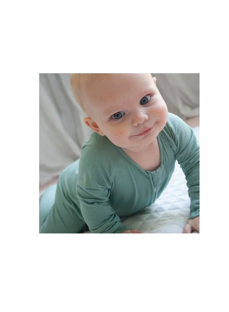 Anvi Baby Organic Zipper Romper Soft Sage 95% Bamboo 5% Spandex- 3-6 months