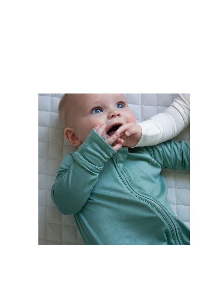 Anvi Baby Organic Zipper Romper Soft Sage 95% Bamboo 5% Spandex- 3-6 months