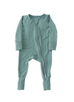 أنفي بيبي Organic Zipper Romper Soft Sage 95% Bamboo 5% Spandex- 3-6 months  - Image 1