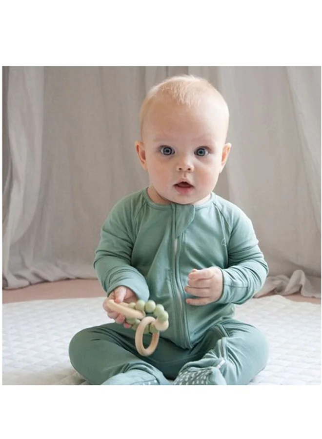 Anvi Baby Organic Zipper Romper Soft Sage 95% Bamboo 5% Spandex- 3-6 months