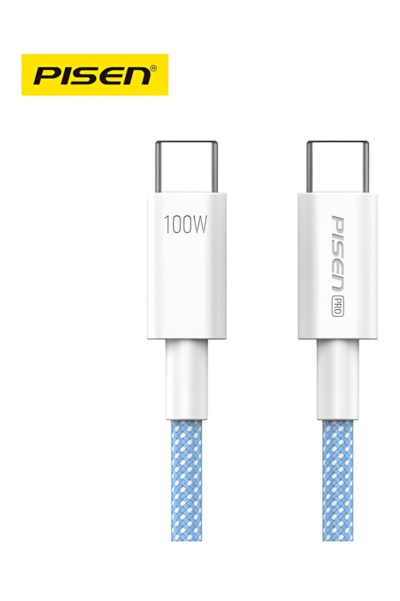 Pisen USB C to USB C Cable, PD 100W Braided USB C Fast Charging Data Cable for iPhone 16/16 Plus/16 Pro/16 Pro Max/15, MacBook Pro, iPad Pro, Dell XPS, Samsung Galaxy S24/S23/S22 Ultra, Switch, Pixel 1M - Image 1