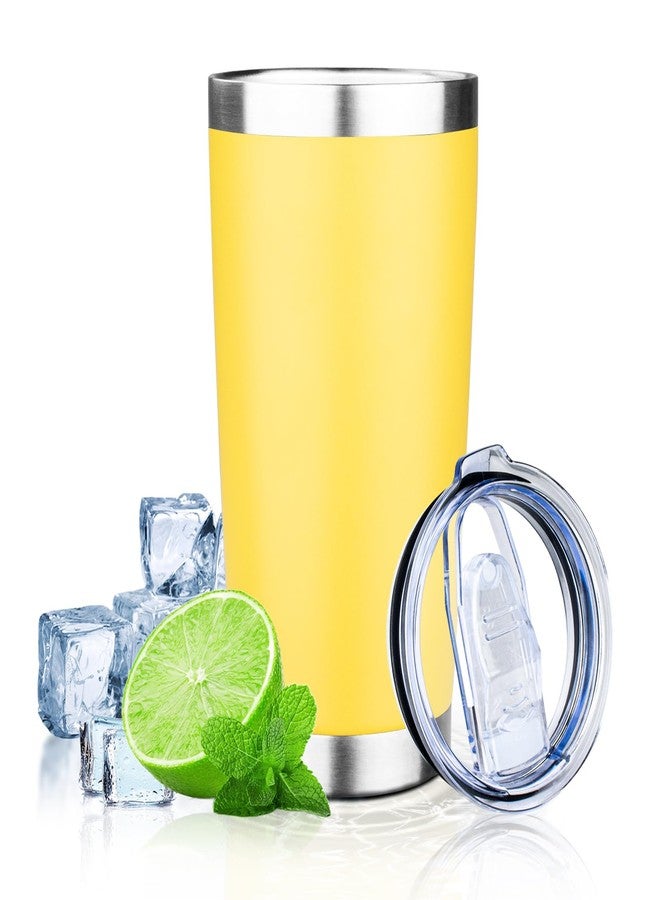 FLIFQI 20oz Tumbler with Lid Double Wall Vacuum Insulated Travel Coffee Mug Stainless Steel Thermal Cup Powder Coated Sturdy Coffee Tumbler for Hot and Cold Beverage (Yellow,1) - Image 1