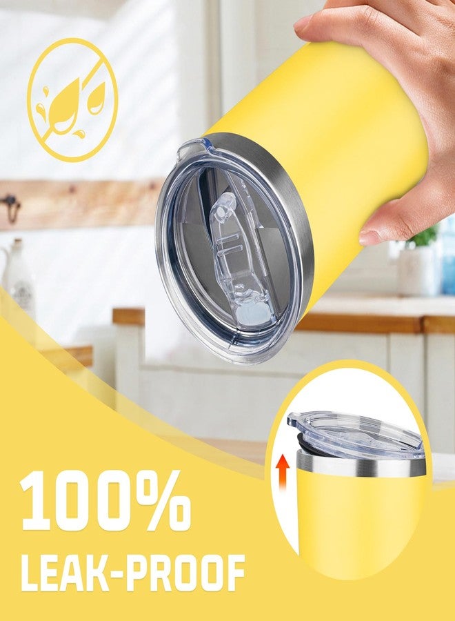 FLIFQI 20oz Tumbler with Lid Double Wall Vacuum Insulated Travel Coffee Mug Stainless Steel Thermal Cup Powder Coated Sturdy Coffee Tumbler for Hot and Cold Beverage (Yellow,1) - Image 5