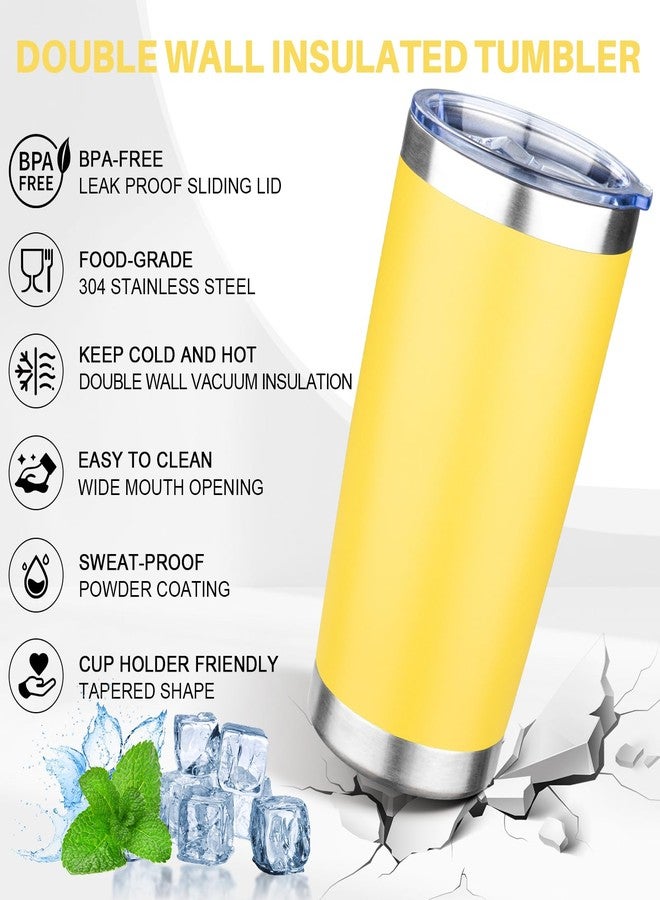 FLIFQI 20oz Tumbler with Lid Double Wall Vacuum Insulated Travel Coffee Mug Stainless Steel Thermal Cup Powder Coated Sturdy Coffee Tumbler for Hot and Cold Beverage (Yellow,1) - Image 4
