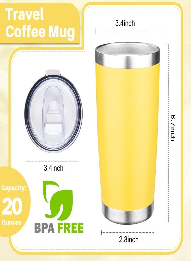 FLIFQI 20oz Tumbler with Lid Double Wall Vacuum Insulated Travel Coffee Mug Stainless Steel Thermal Cup Powder Coated Sturdy Coffee Tumbler for Hot and Cold Beverage (Yellow,1) - Image 2