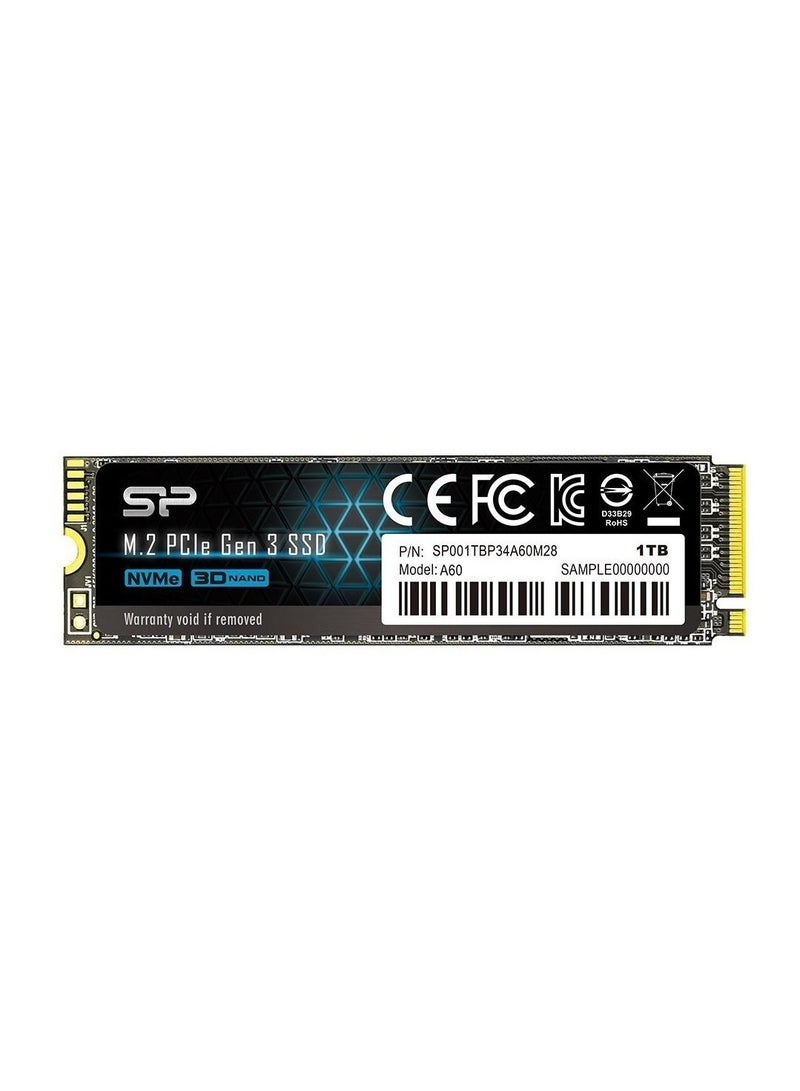 سيليكون باور قرص SSD NVMe من Silicon Power بسعة 1 تيرابايت P34A60، M.2 2280، PCIe Gen3x4، سرعة قراءة تصل إلى 2200 ميجابايت/ثانية، ذاكرة NAND ثلاثية الأبعاد، - Image 1