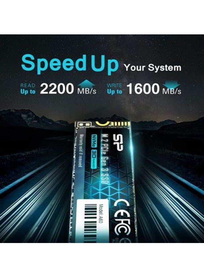 سيليكون باور قرص SSD NVMe من Silicon Power بسعة 1 تيرابايت P34A60، M.2 2280، PCIe Gen3x4، سرعة قراءة تصل إلى 2200 ميجابايت/ثانية، ذاكرة NAND ثلاثية الأبعاد، - Image 2