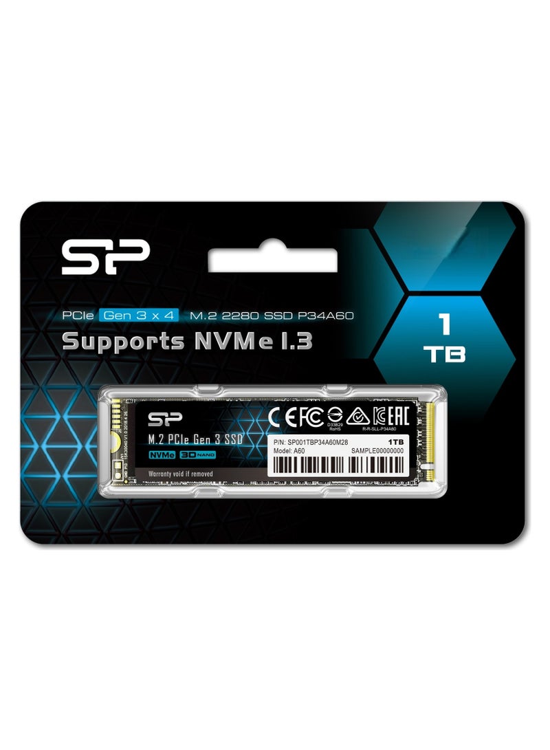سيليكون باور قرص SSD NVMe من Silicon Power بسعة 1 تيرابايت P34A60، M.2 2280، PCIe Gen3x4، سرعة قراءة تصل إلى 2200 ميجابايت/ثانية، ذاكرة NAND ثلاثية الأبعاد، - Image 4