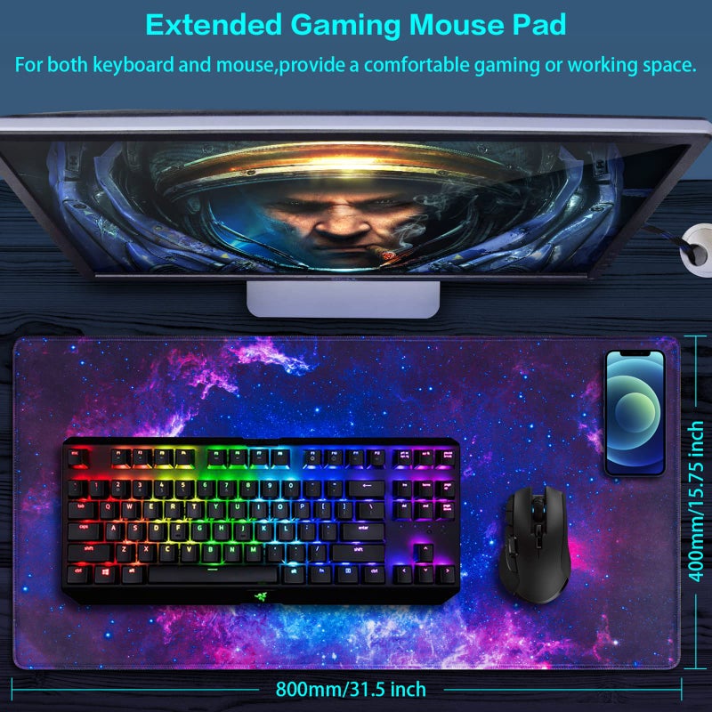 Canjoy Gaming Mouse Pad, Large Extended Mouse Pad Big Computer Mousepad for Home Office Gaming Work 31.5x15.7inch - Image 2