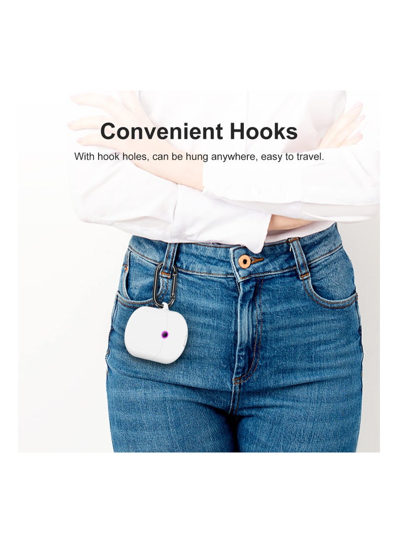 KASTWAVE Soft Silicone Protective Case for soundcore VR P10 Earbuds, 2 Pcs Portable Shockproof Protective Earbuds Cover with Carabiner Accessories, Blue+White - Image 4