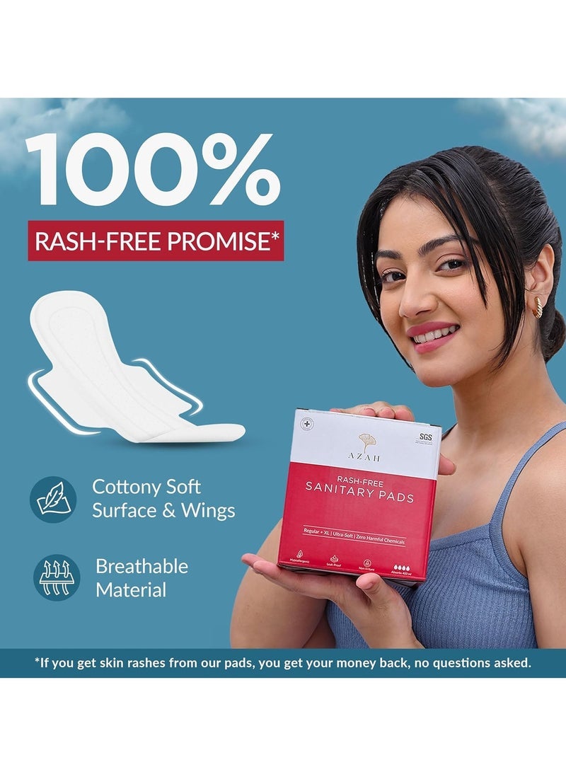 AZAH Sanitary Pads for Women Regular [Pack of 40] 100% Rash-Free sanitary napkins | 3x More Absorption, Cottony Soft and Dry Top Cover for heavy Flow | Toxin Free, Locks Odour, Leak-Proof - Image 2