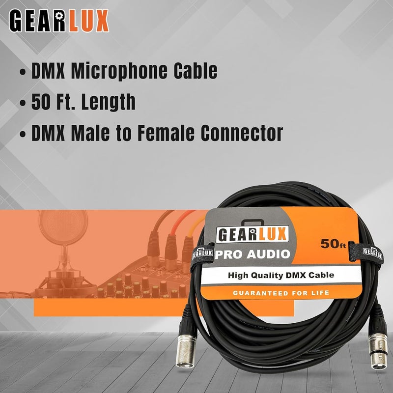 Gearlux DMX Cable, 3 Pin, Male to Female, 50 Feet - 2 Pack - Image 2
