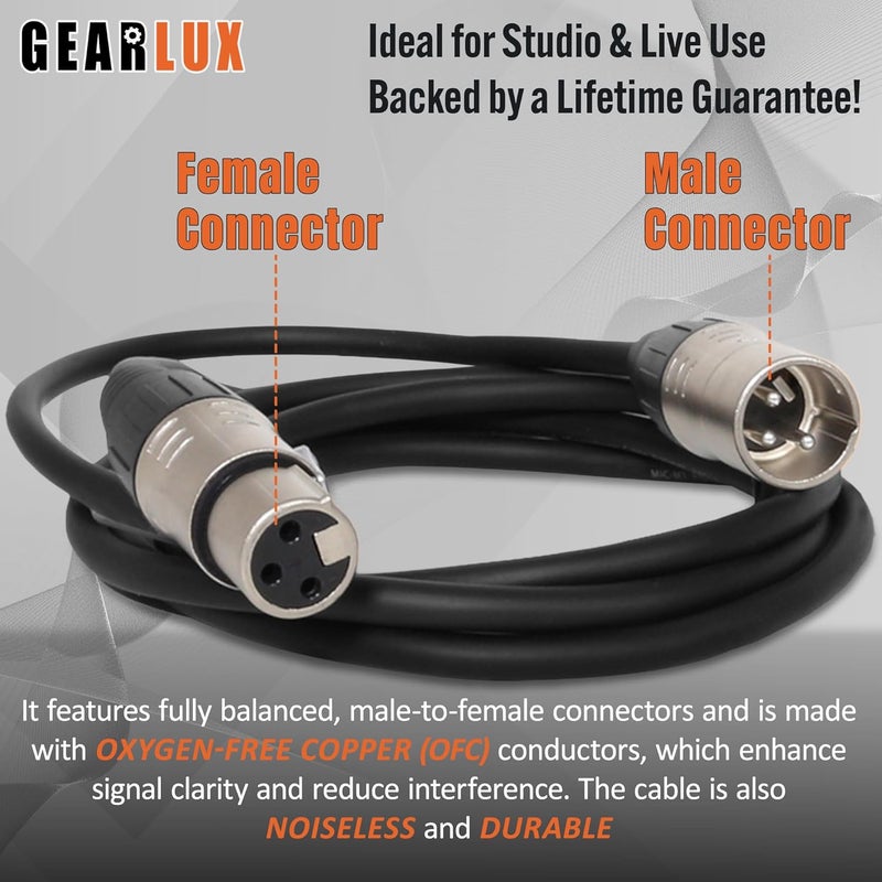 Gearlux DMX Cable, 3 Pin, Male to Female, 50 Feet - 2 Pack - Image 3