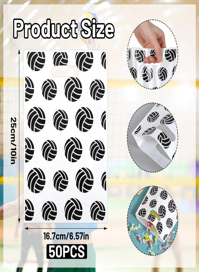 guduling 50pcs Volleyball Gift Bags for Team, Volleyball Treat Bags, Volleyball Gift Bag for Sports Party Birthday Snack Decoration Supplies 10 X 6.57in (White) - Image 2