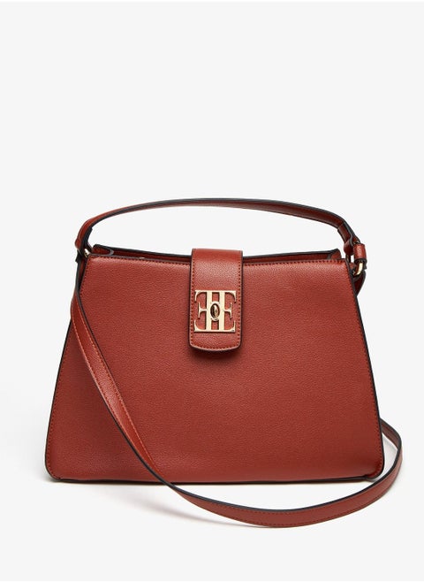 Solid Tote Bag with Grab Handle and Twist Lock Closure