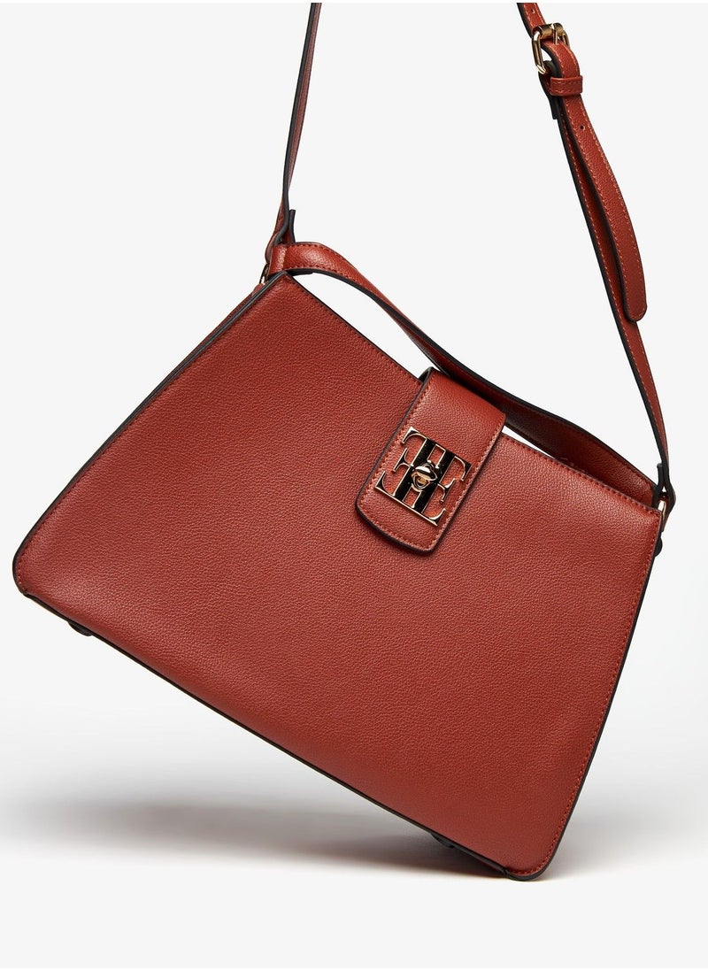 ELLE - Solid Tote Bag with Grab Handle and Twist Lock Closure - Image 1