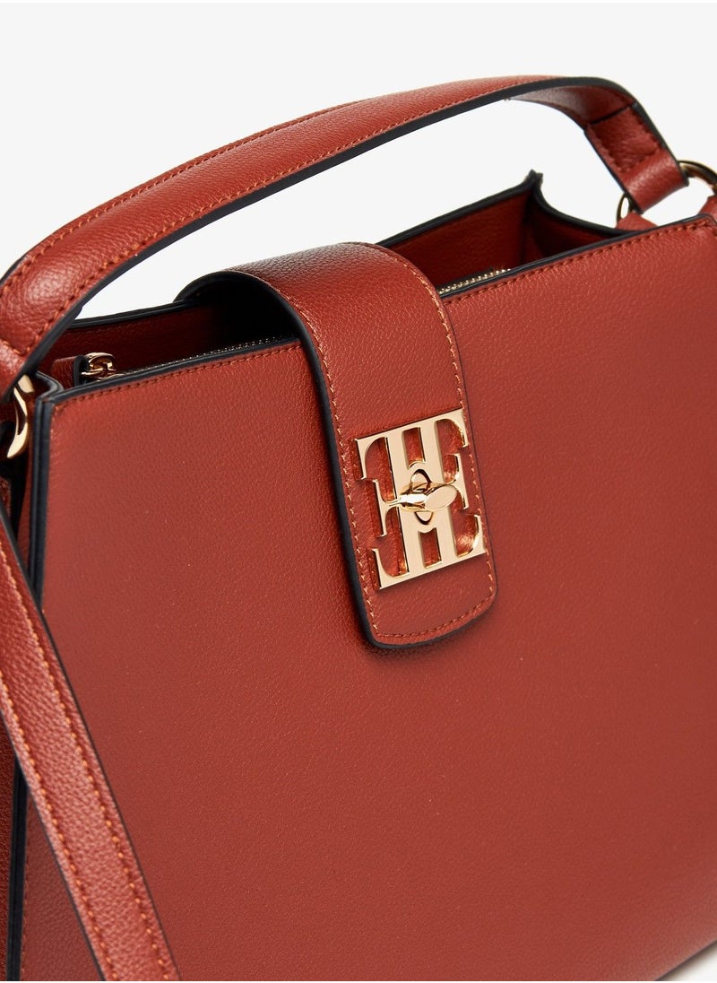 ELLE - Solid Tote Bag with Grab Handle and Twist Lock Closure - Image 1