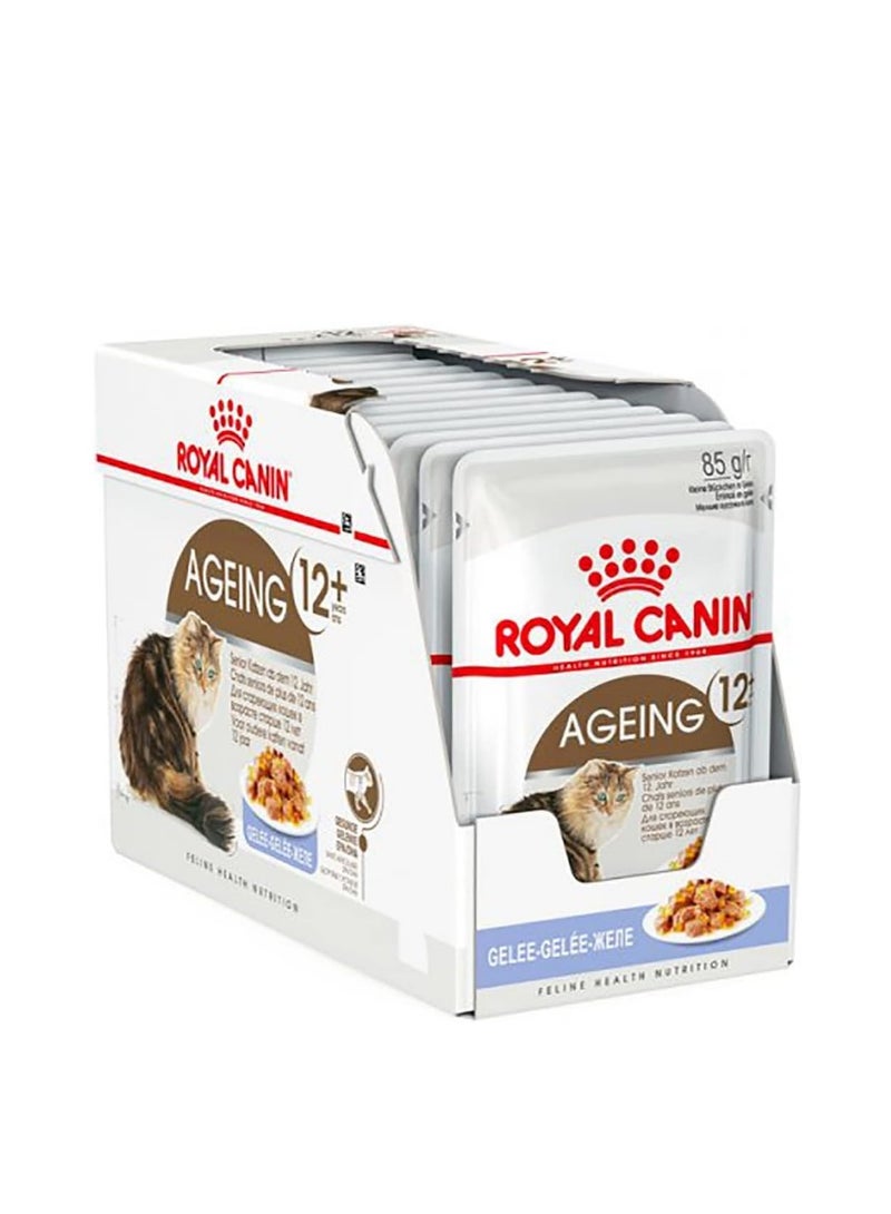 Royal Canin Feline Health Nutrition Ageing +12 Jelly Wet Food - 12 x 85g Pouches - Specialized Nutrition for Senior Cats - Image 2