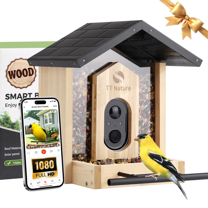 TT Nature Bird Feeder with Camera Upgraded 15L Smart Birdhouse Al Identify for 10000 Plus Species Auto Capture Realtime Notifications Ideal Gift for Bird Lovers Iron Roof - Image 2