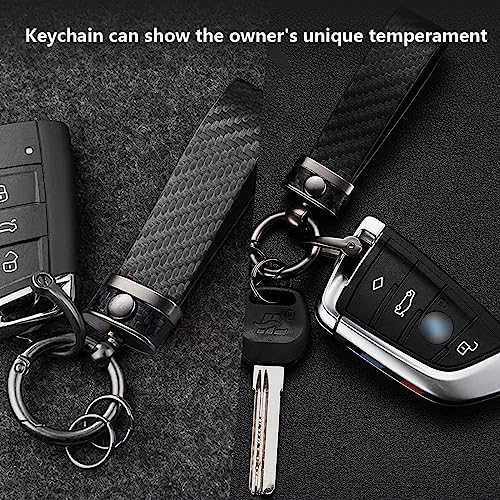 Kewucn Carbon Fiber Style Car Key Chain, Microfiber Leather Keychain, 360 Degree Rotatable Anti-Lost D-Ring Key Fob Holder (Black) - Image 5
