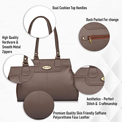 Fostelo Women's Kathleen Satchel Tote Handbag for Women | Ladies Purse | Stylish Shoulder Bag | Gift For Women | Brown - Image 2