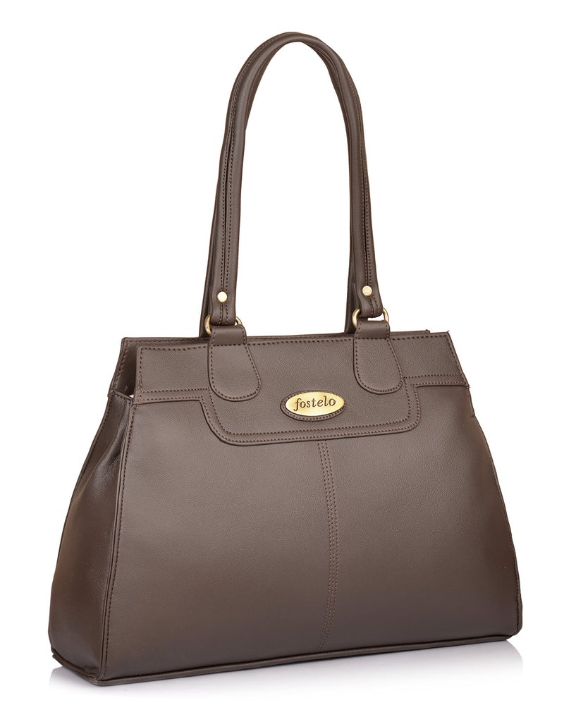 Fostelo Women's Kathleen Satchel Tote Handbag for Women | Ladies Purse | Stylish Shoulder Bag | Gift For Women | Brown - Image 1