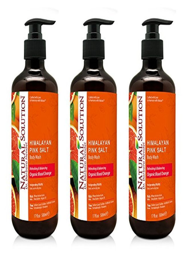 Natural Solution Body Wash, Organic Blood Orange With Himalayan Pink Salt, Refreshing & Balancing Pack Of 3 (8624B3) - Image 1
