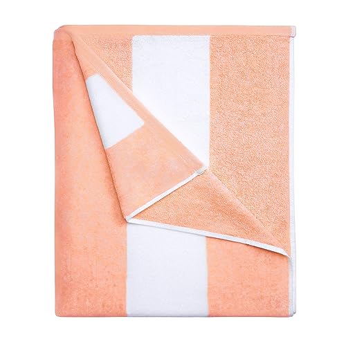 HENBAY Cotton Oversized Beach Towel - Large 70 x 35 Inch Pool Towel, Orange Striped Quick Dry Swimming Cabana Towel - Image 1