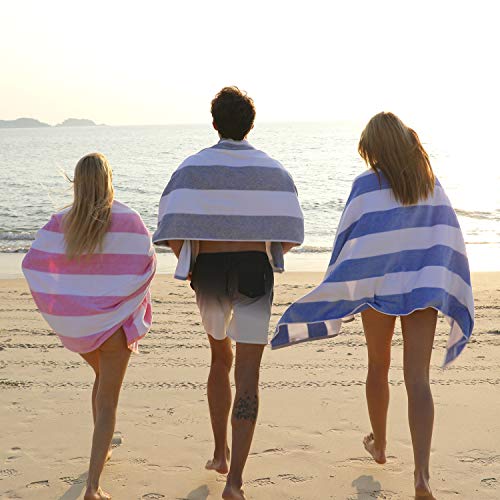 HENBAY Cotton Oversized Beach Towel - Large 70 x 35 Inch Pool Towel, Orange Striped Quick Dry Swimming Cabana Towel - Image 3