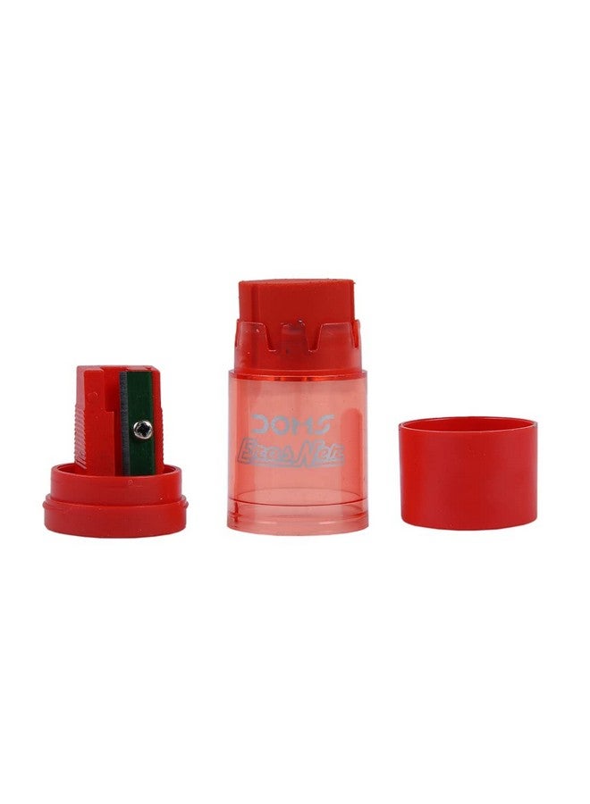 Doms ErasNer Eraser + Sharpner Blister Pack | Durable & Strong Built Quality | 4 Different Shapes in 5 Vibrant Colors | Scientifically Angled Blade With Anti-rust Coating | Pack of 10 Pieces - Image 2