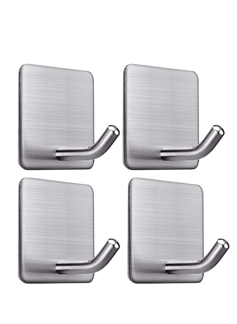 لاصق هوك الثقيلة الجدار هوك للماء الفولاذ المقاوم للصدأ منشفة هوك حمام الملابس هوك حمام مطبخ جدار جبل هوك 4 قطع - Image 1