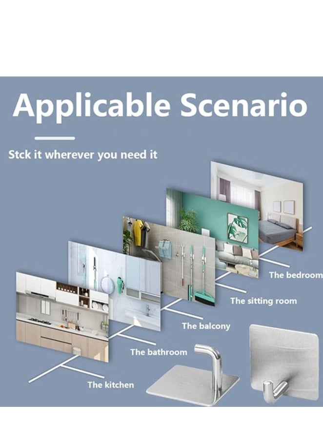 لاصق هوك الثقيلة الجدار هوك للماء الفولاذ المقاوم للصدأ منشفة هوك حمام الملابس هوك حمام مطبخ جدار جبل هوك 4 قطع - Image 4