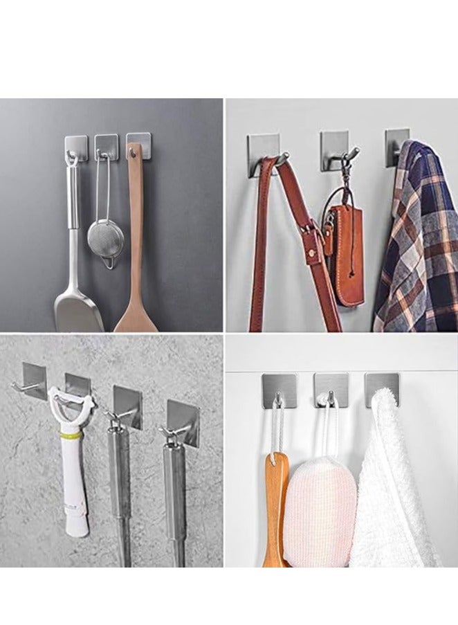 لاصق هوك الثقيلة الجدار هوك للماء الفولاذ المقاوم للصدأ منشفة هوك حمام الملابس هوك حمام مطبخ جدار جبل هوك 4 قطع - Image 2