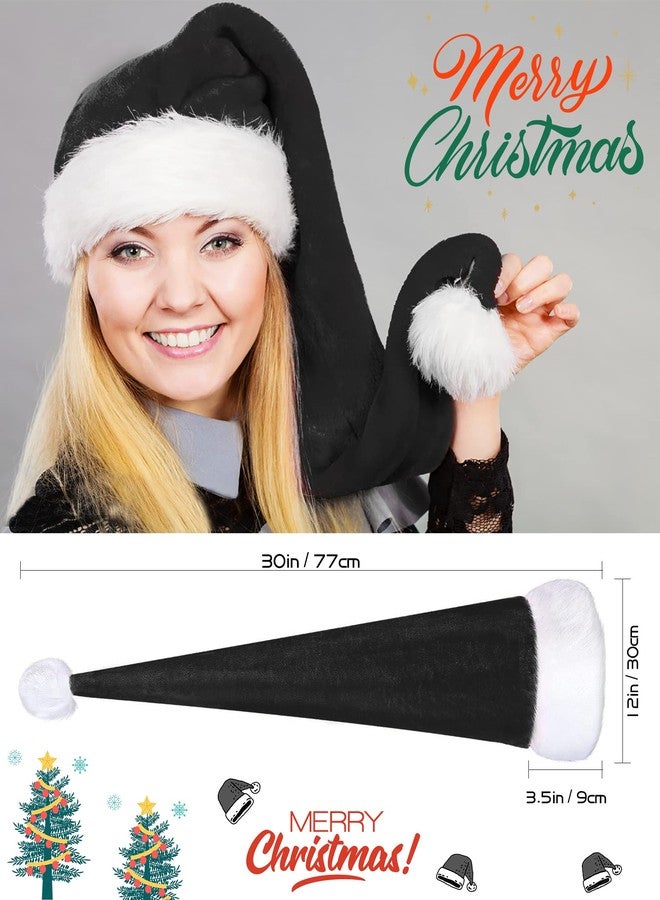 Wild Tribe Long Black Santa Hat Goth Christmas Hat Adults Xmas Santa Claus Hats New Year Festive Holiday Halloween Cosplay Party Gothic Xmas Accessory - Image 5