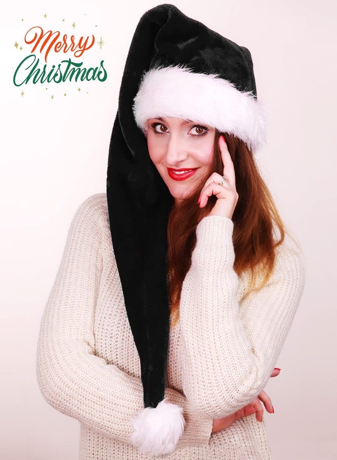 Wild Tribe Long Black Santa Hat Goth Christmas Hat Adults Xmas Santa Claus Hats New Year Festive Holiday Halloween Cosplay Party Gothic Xmas Accessory - Image 2