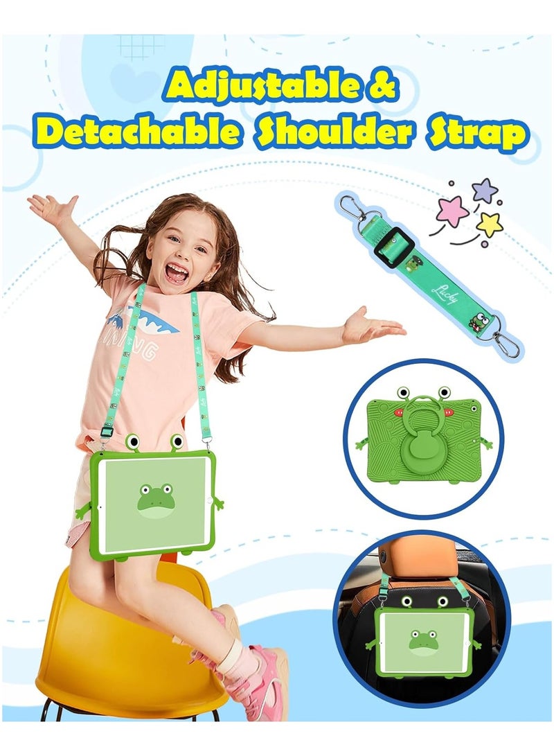 general For iPad 9th/8th/7th Generation Case 10.2 inch Cute Kawaii 3D Teenage Girls Soft Cartoon Design Frog Funny Case with Stand + Lanyard Case - Image 3