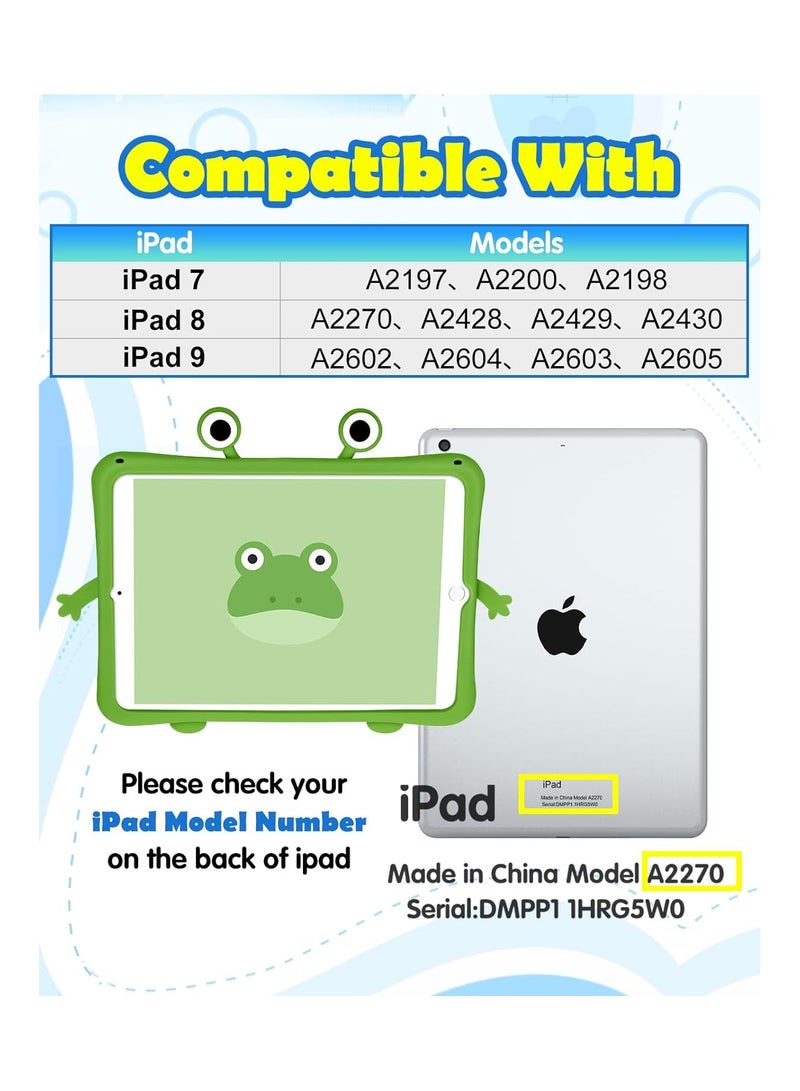 general For iPad 9th/8th/7th Generation Case 10.2 inch Cute Kawaii 3D Teenage Girls Soft Cartoon Design Frog Funny Case with Stand + Lanyard Case - Image 2