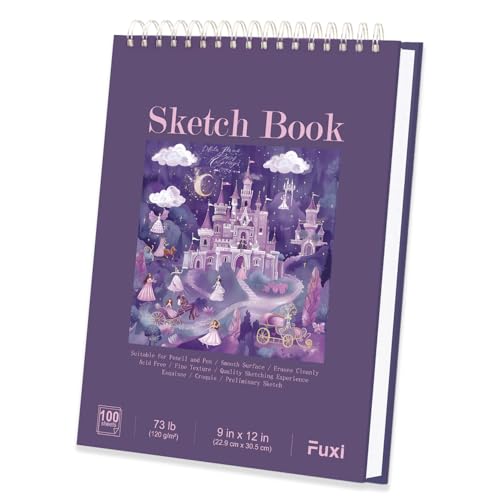 Fuxi Purple Sketch Book for Women - 9"x12" Girls Sketchbook, 100 Sheets (73lb/120gsm) Drawing Paper for Kids, Art Supplies for Girls Ages 8-12, Beginners, and Adults, Mothers Day Gifts,1-Pack. - Image 1