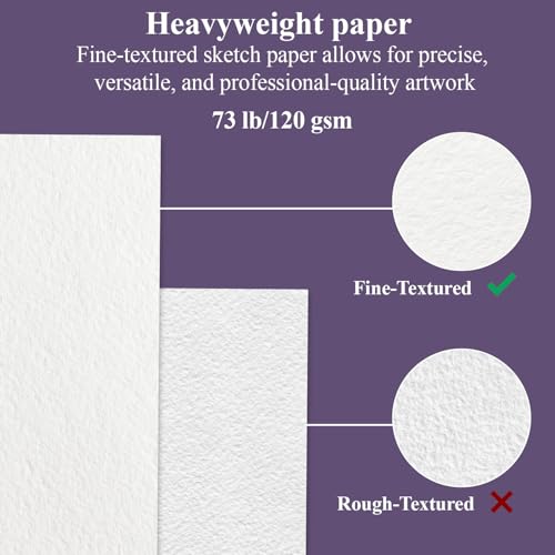 Fuxi Purple Sketch Book for Women - 9"x12" Girls Sketchbook, 100 Sheets (73lb/120gsm) Drawing Paper for Kids, Art Supplies for Girls Ages 8-12, Beginners, and Adults, Mothers Day Gifts,1-Pack. - Image 3