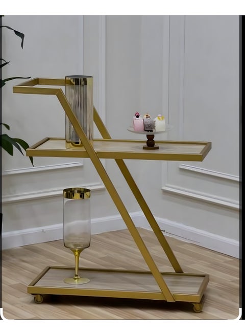 Modern Gold Serving Trolley with 3 Tiers – 70×60×40 cm